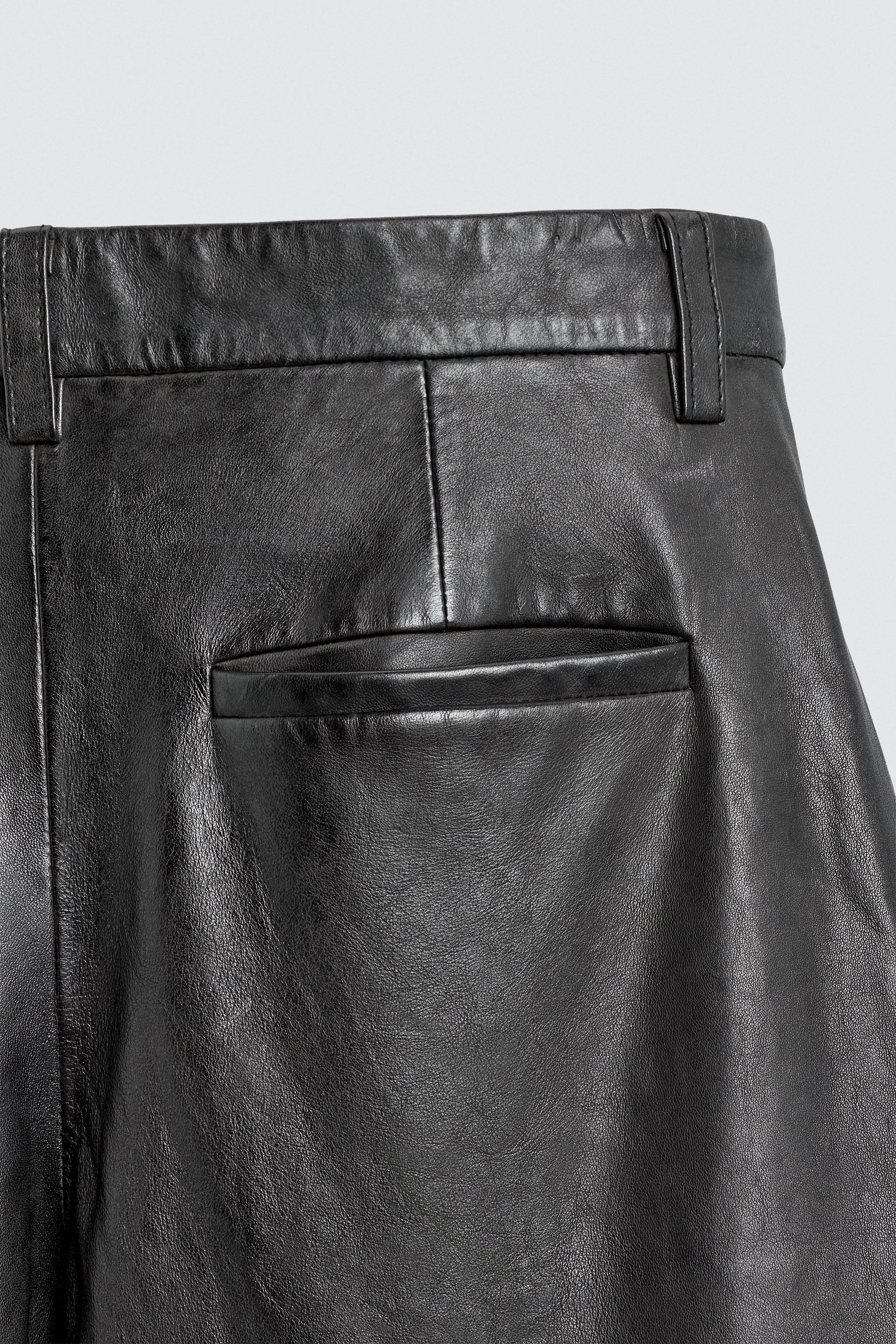 LEATHER STRAIGHT FIT PANTS
